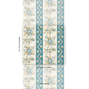 Schumacher Sylvain Floral Stripe Wallpaper 5015540 / Teal