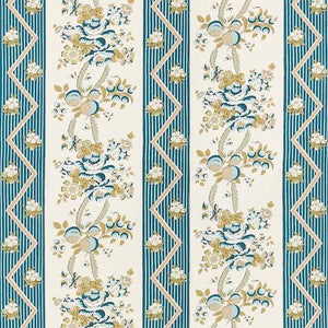 Schumacher Sylvain Floral Stripe Wallpaper 5015540 / Teal