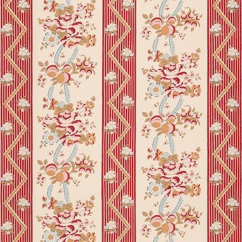 Schumacher Sylvain Floral Stripe Wallpaper 5015541 / Rouge