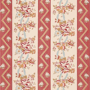Schumacher Sylvain Floral Stripe Wallpaper 5015541 / Rouge