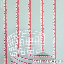 Load image into Gallery viewer, Schumacher Rousseau Stripe Wallpaper 5015740 / Rouge &amp; Sky