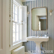 Load image into Gallery viewer, Schumacher Ipala Stripe Vinyl Wallpaper 5015801 / Ocean