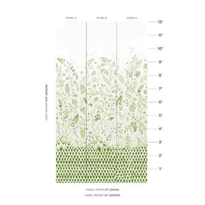 Schumacher Chinoiserie Grande Panel Set Wallpaper 5015821 / Leaf Green