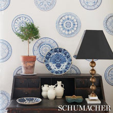 Load image into Gallery viewer, Schumacher Montecito Porcelain Wallpaper 5015840 / Indigo