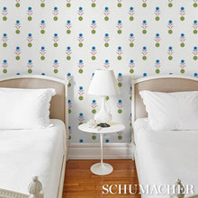 Load image into Gallery viewer, Schumacher Forget Me Dots Wallpaper 5015882 / Blue &amp; Plum