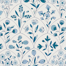 Load image into Gallery viewer, Schumacher Frances Scallop Floral Wallpaper 5015962 / Blues