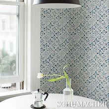 Load image into Gallery viewer, Schumacher Frances Scallop Floral Wallpaper 5015962 / Blues