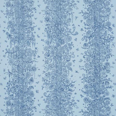 Schumacher Edward Steed's Towers Of Flowers Wallpaper 5016142 / Sky Blue & Navy