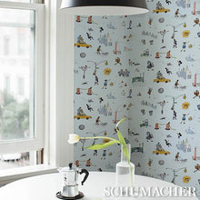 Load image into Gallery viewer, Schumacher Joana Avillez's Street Scenes  Wallpaper 5016172 / Multicolor On Sky Blue