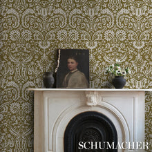Load image into Gallery viewer, Schumacher Suffolk Damask Wallpaper 5016242 / Olive