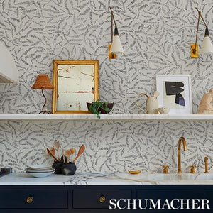 Schumacher Leaf Bloom Wallpaper 5016390 / Charcoal