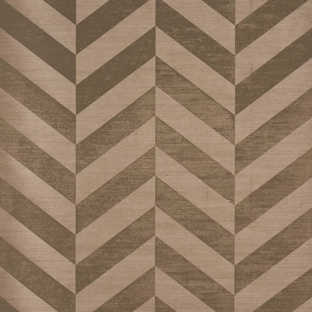 Schumacher Staggered Chevron Sisal Wallpaper 5016561 / Brown
