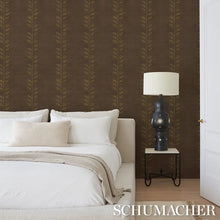 Load image into Gallery viewer, Schumacher Geo Leaf Sisal Wallpaper 5016701 / Metallic Gold &amp; Sepia