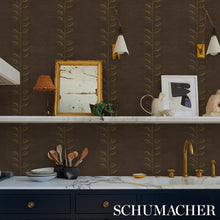 Load image into Gallery viewer, Schumacher Geo Leaf Sisal Wallpaper 5016701 / Metallic Gold &amp; Sepia