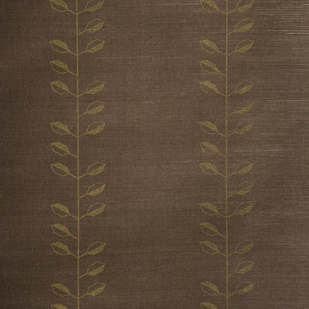Schumacher Geo Leaf Sisal Wallpaper 5016701 / Metallic Gold & Sepia