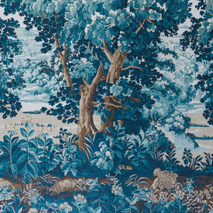 Schumacher La Forêt 3 Panel Set Wallpaper 5016822 / Antique Blue Forest