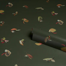 Load image into Gallery viewer, Schumacher Fly Fishing Wallpaper 5016991 / Forest Green