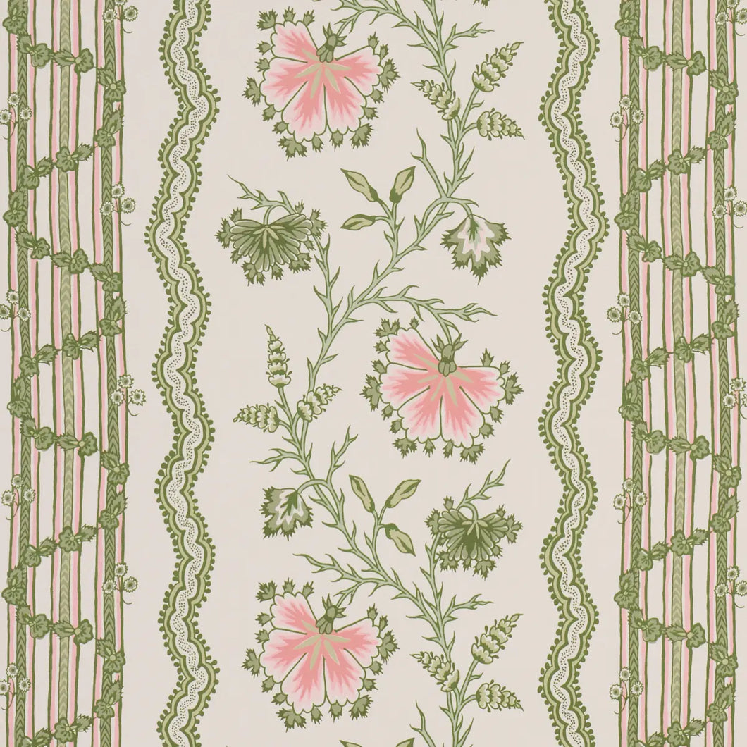Schumacher Parvati Floral Stripe Wallpaper 5017330 / Petal