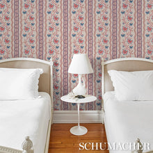 Load image into Gallery viewer, Schumacher Parvati Floral Stripe Wallpaper 5017331 / Vermilion