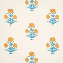 Load image into Gallery viewer, Schumacher Poppy Print Wallpaper 5017981 / Mustard &amp; Sky