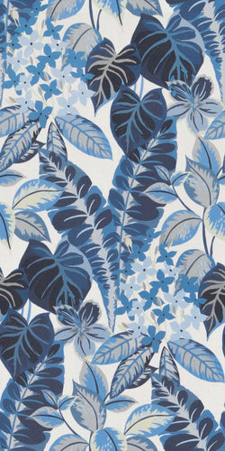 Bella Dura Indoor Outdoor Peace Grove Botanical Tropical Navy Blue Grey White Upholstery Drapery Fabric FB