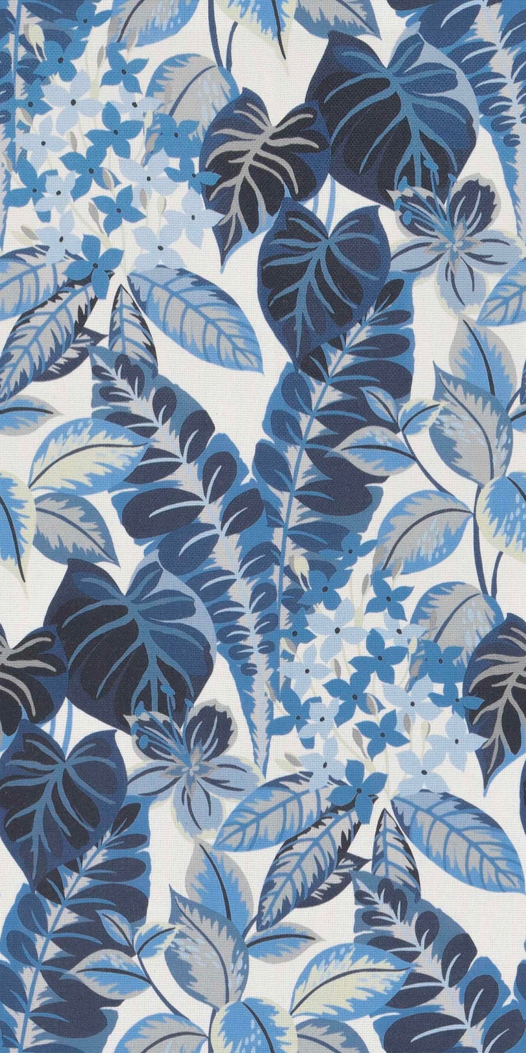 Bella Dura Indoor Outdoor Peace Grove Botanical Tropical Navy Blue Grey White Upholstery Drapery Fabric FB