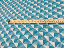 Load image into Gallery viewer, DESIGNERS GUILD TARAKAN TURQUOISE BLUE WHITE GEOMETRIC ABSTRACT OUTDOOR FABRIC Azure FDG3049