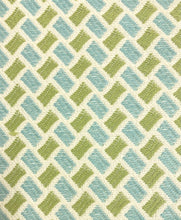 Load image into Gallery viewer, 2.5 Yards Brunschwig &amp; Fils New Briquetage Aqua Lime Cotton Indoor Outdoor Upholstery Fabric STA 6324