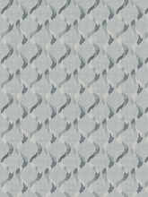 Load image into Gallery viewer, Aqua Chambray Navy Blue Embrodiered Geometric Trellis Drapery Fabric