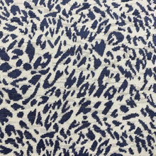 Load image into Gallery viewer, Navy Blue Ivory Animal Pattern Cheetah Velvet Upholstery Fabric