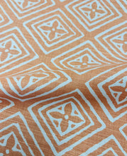 Load image into Gallery viewer, 1.8 Yard Quadrille China Sea Fiorentina Terracotta Orange on White Linen Fabric