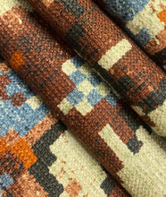 Load image into Gallery viewer, Diego Spice Larsen Burgundy Red Black Teal Yellow Kilim Upholstery Fabric STA 5184