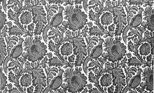 Off White Navy Blue Williamsburg Bird Floral Velvet Upholstery Drapery Fabric