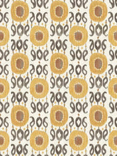 Load image into Gallery viewer, Ivory Mustard Gold Teal Grey Ikat Upholstery Drapery Fabric