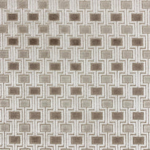 Load image into Gallery viewer, Heavy Duty Cream Taupe Beige Ivory Geometric Abstract Cut Velvet Upholstery Fabric