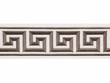 Load image into Gallery viewer, 4" Wide Off White Mocha Brown Geometric Greek Key Embroidered  Drapery Tape Trim