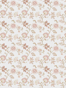 Cotton Floral Embroidered Cream Blush Pink Beige Drapery Fabric