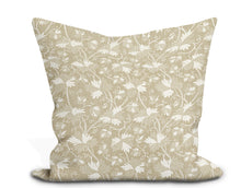 Load image into Gallery viewer, Custom Pillow Cover in Floral Botanical Thibaut Chester in Beige - One Side