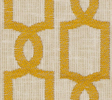 Load image into Gallery viewer, Cotton Blend Mustard Gold Trellis Geometric Upholstery Drapery Fabric FB