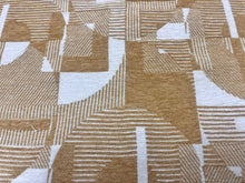 Load image into Gallery viewer, Pindler &amp; Pindler Oxley Golden Mustard Gold Cream Abstract Art Deco Geometric Chenille Upholstery Fabric