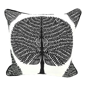 20” X 20” Pillow Cover in Botanical Thibaut Mulberry Tree in Black and White