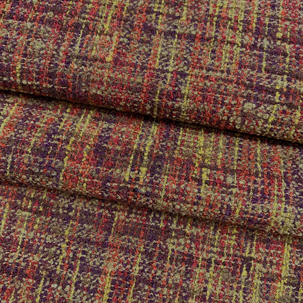 Heavy Duty Rusty Orange Red Mustard Gold Burgundy Tweed Upholstery Fabric