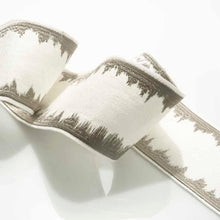 Load image into Gallery viewer, 3" Wide Linen Viscose Ivory Grey Embroidered Abstract Drapery Border Tape Trim
