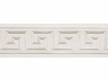 Load image into Gallery viewer, 4" Wide Off White Ivory Geometric Greek Key Embroidered  Drapery Tape Trim