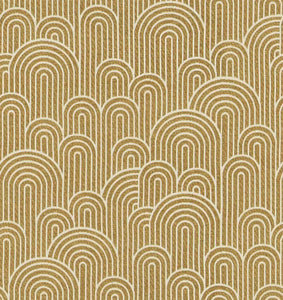 Mustard Gold Cream Art Deco Geometric Upholstery Fabric