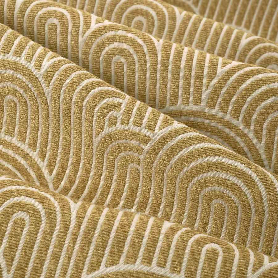 Mustard Gold Cream Art Deco Geometric Upholstery Fabric