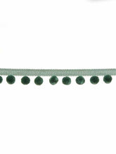 Load image into Gallery viewer, 1.5" Wide Seafoam Aqua Mist Pom Pom Fringe Tape