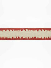 Load image into Gallery viewer, 3" Wide Linen Viscose Natural Coral Red Embroidered Abstract Drapery Border Tape Trim