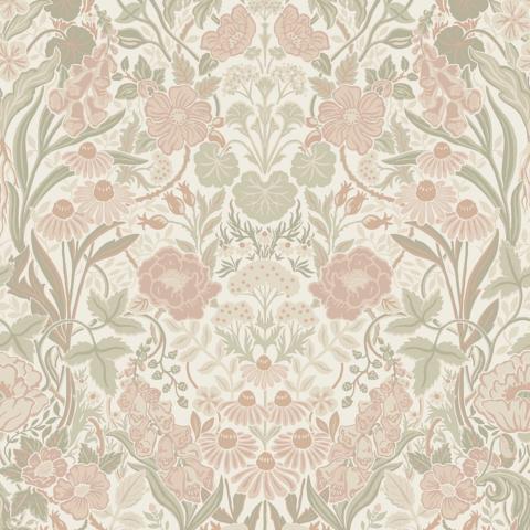 Schumacher Örtagård Wallpaper Blush And Ivory | Fabric