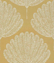 Load image into Gallery viewer, Mustard Yellow Ivory Fan Leaf Upholstery Drapery Fabric